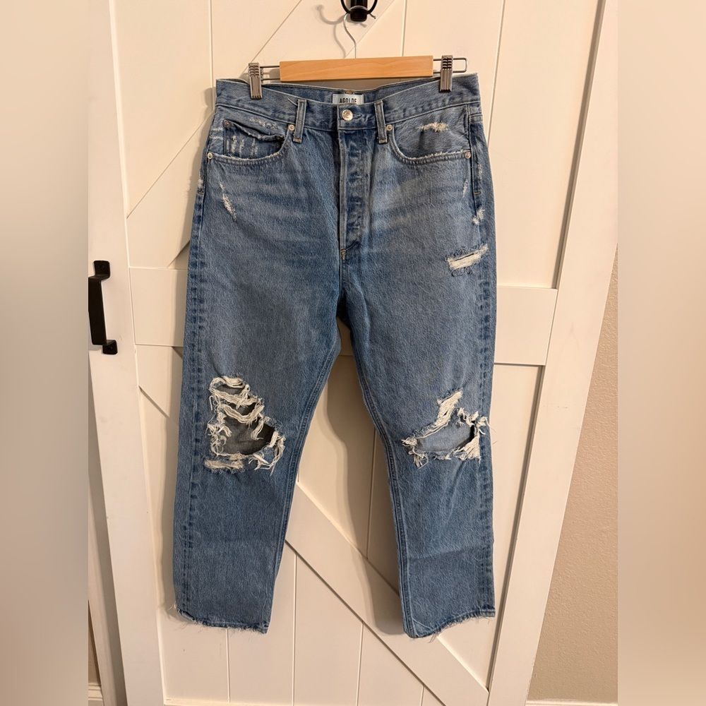 Agolde 90s Mid Rise Jeans Women 29 Loose Fit Button-fly Distressed $228